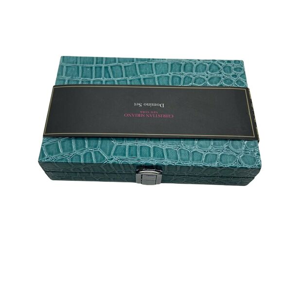 Christian Siriano Domino Set Teal Double Six Pretty Box For 2 To 4 Players - Picture 2 of 14